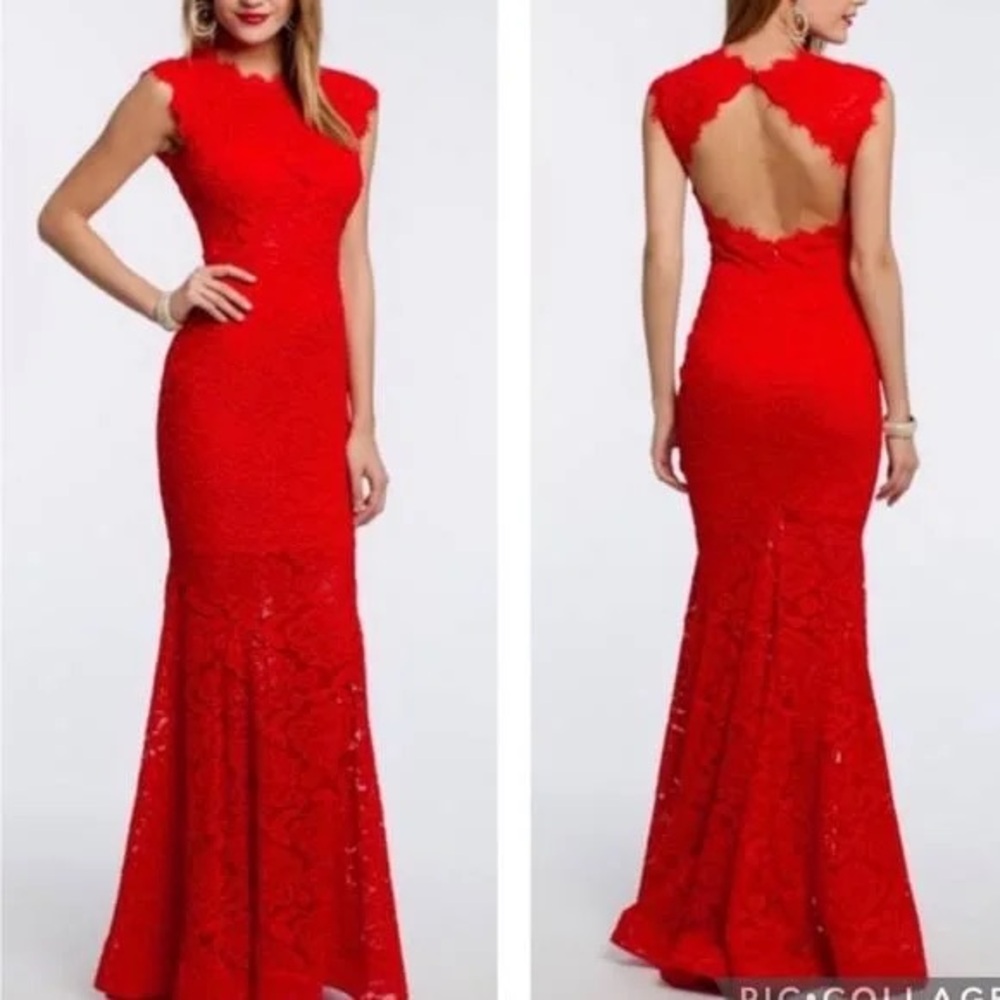 Betsy & Adam, red, sexy mermaid gown for that special occasion